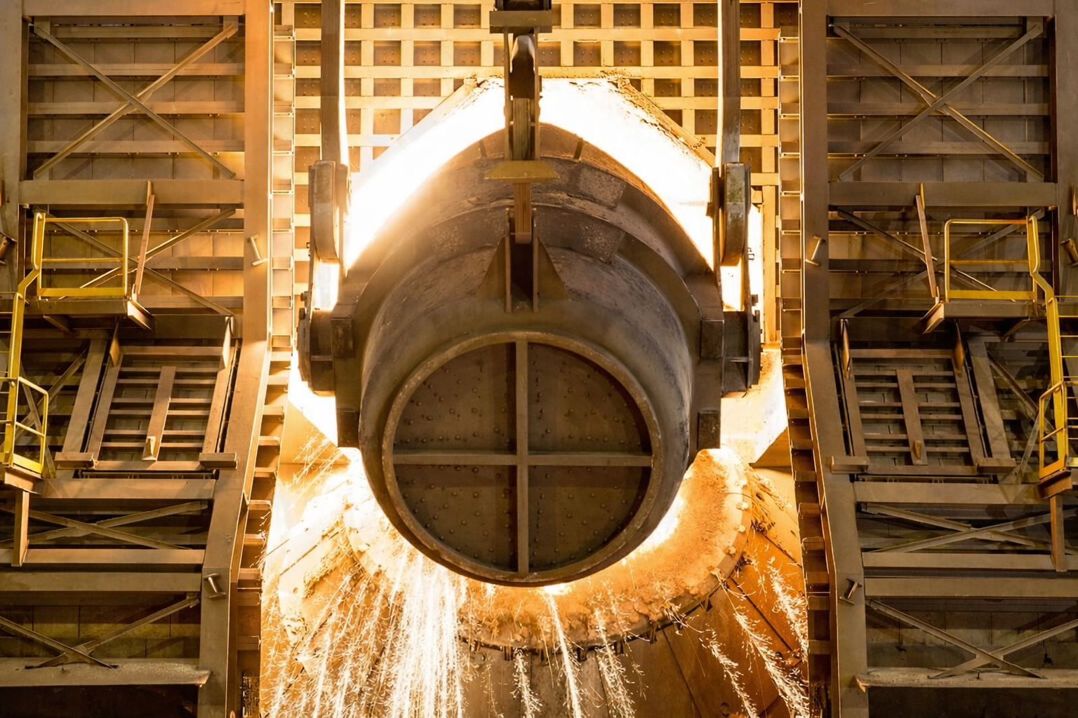 Steel converter refractory lining