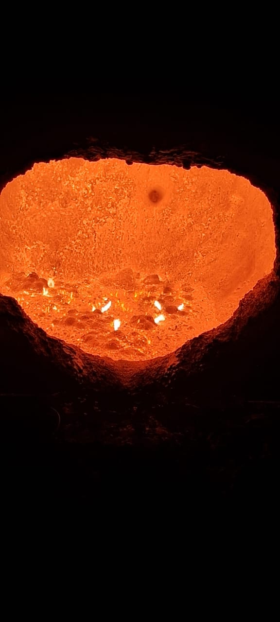 Red-hot furnace interior during operation