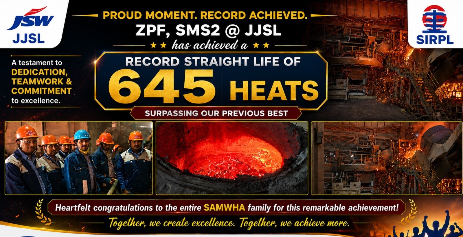 JSW JJSL 645 heats record straight life — ZPF SMS2